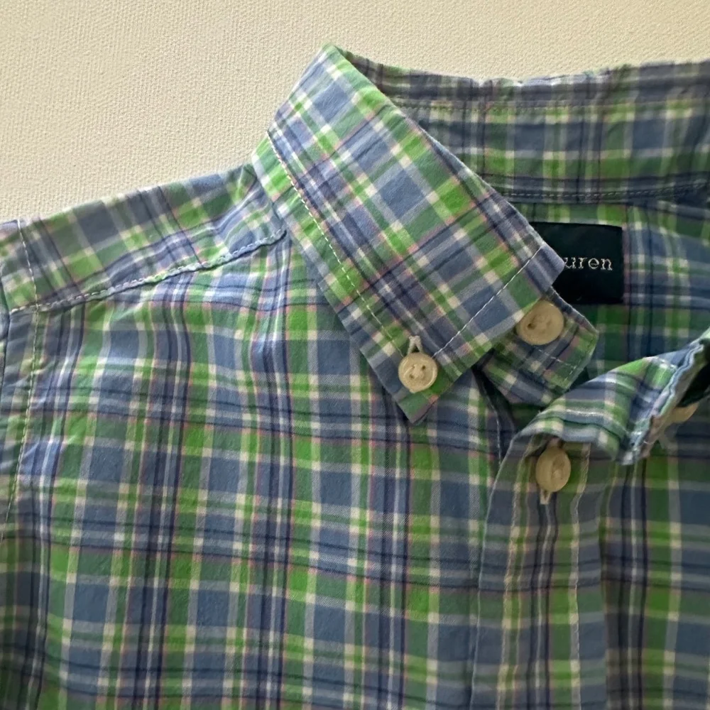 Ralph Lauren 2T Toddler Boy Blue Green Short Sleeve Shirt Spring Summer